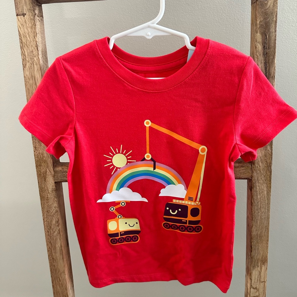 Cat & Jack Red Crewneck Tee with Logo Print